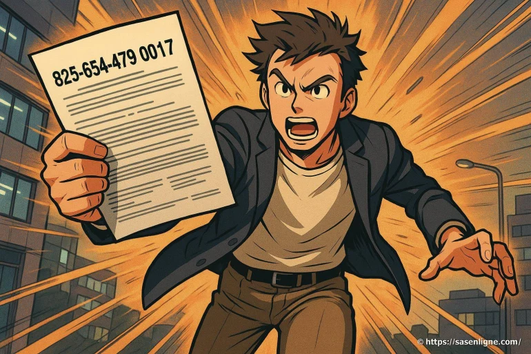 Homme animé tenant un document urgent