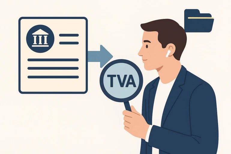 Homme analysant document TVA
