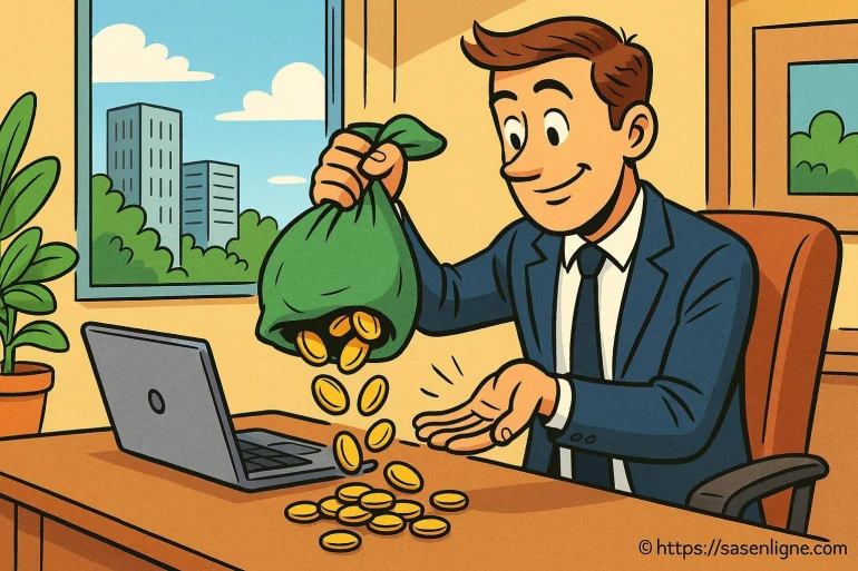 Homme d'affaires recevant pièces d'or