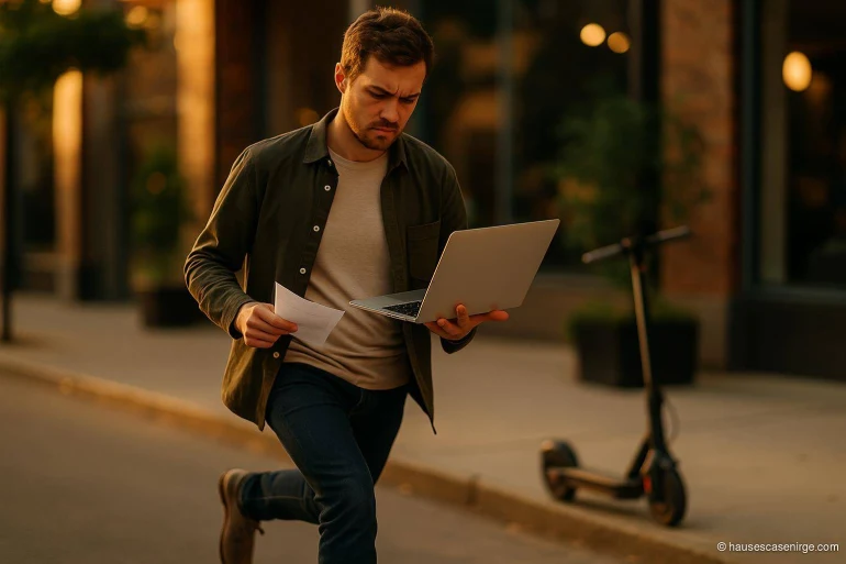 Homme concentré avec ordinateur et papier
