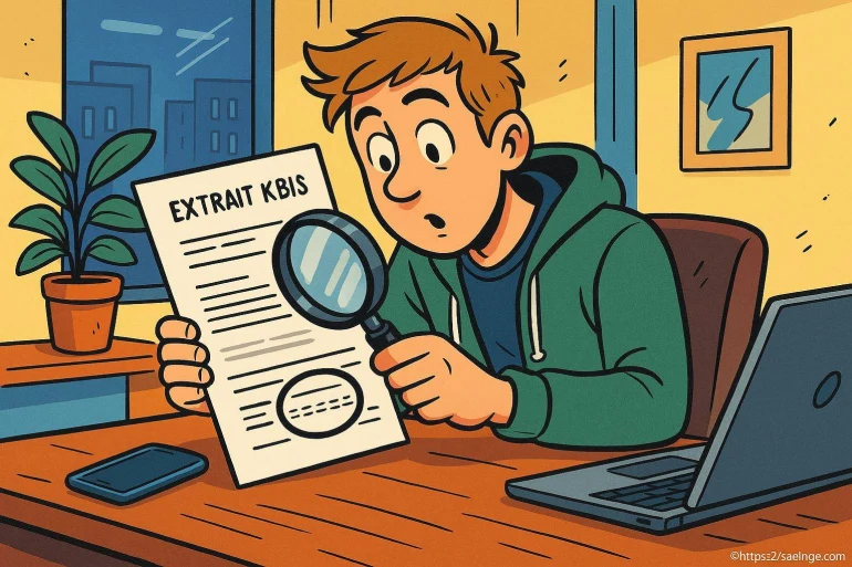 Homme examinant un extrait KBIS