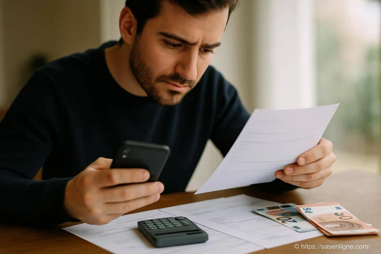Homme calculant ses finances personnelles