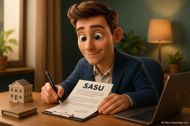 Jeune homme signe contrat sasau