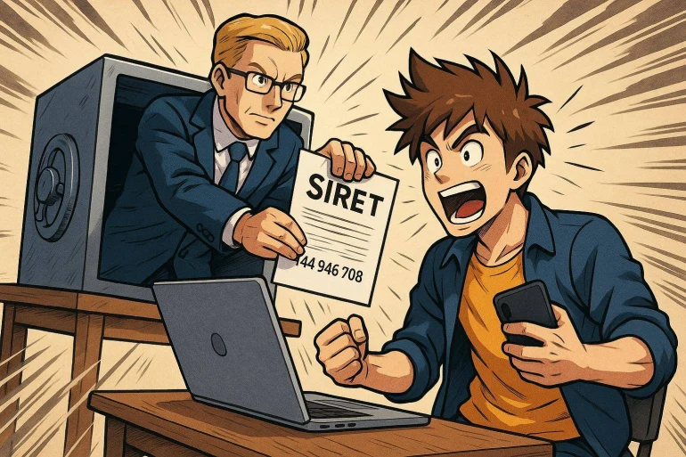 Jeune homme reçoit document SIRET