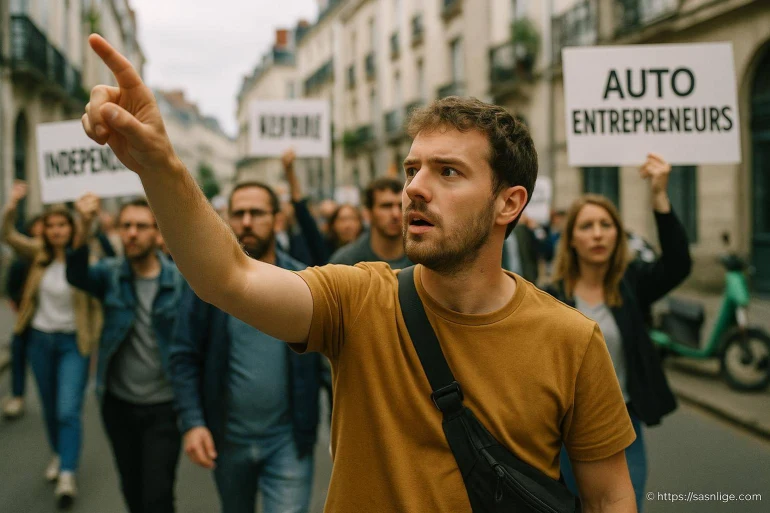 Manifestation auto entrepreneurs en ville