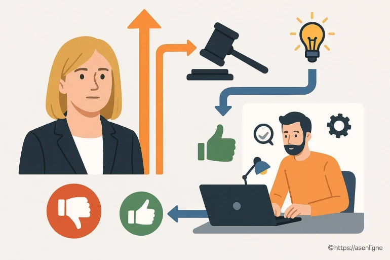 Illustration processus décisionnel juridique en ligne