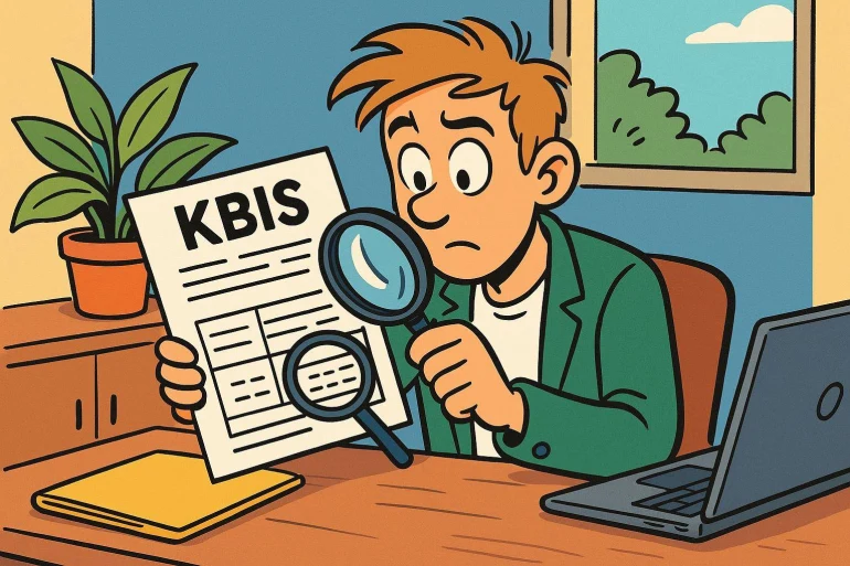 Personne examinant un document KBIS