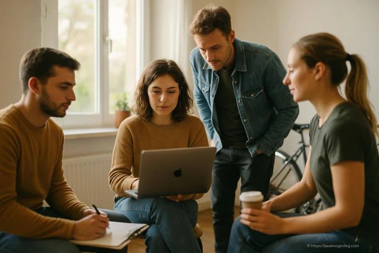 Groupe de jeunes en réunion de travail