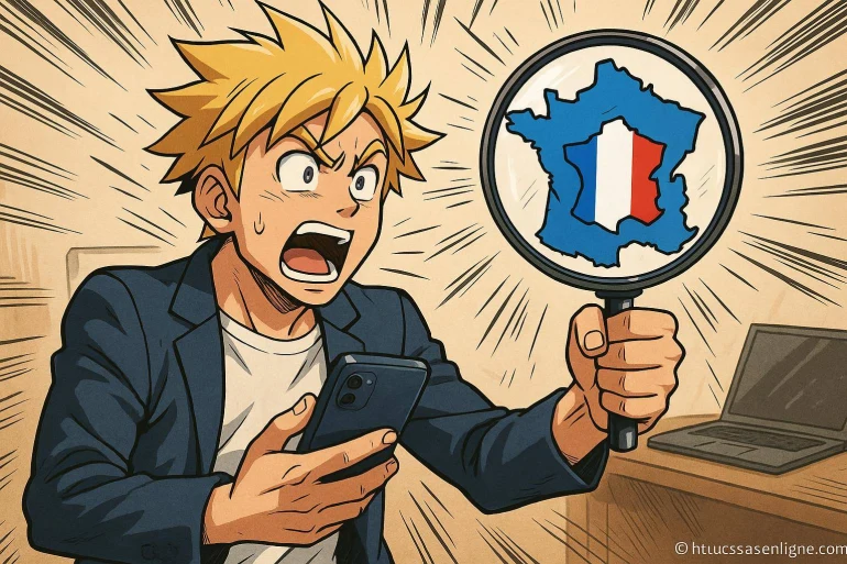 Jeune homme anime carte France loupe