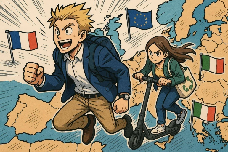 Jeunes européens voyageant activement